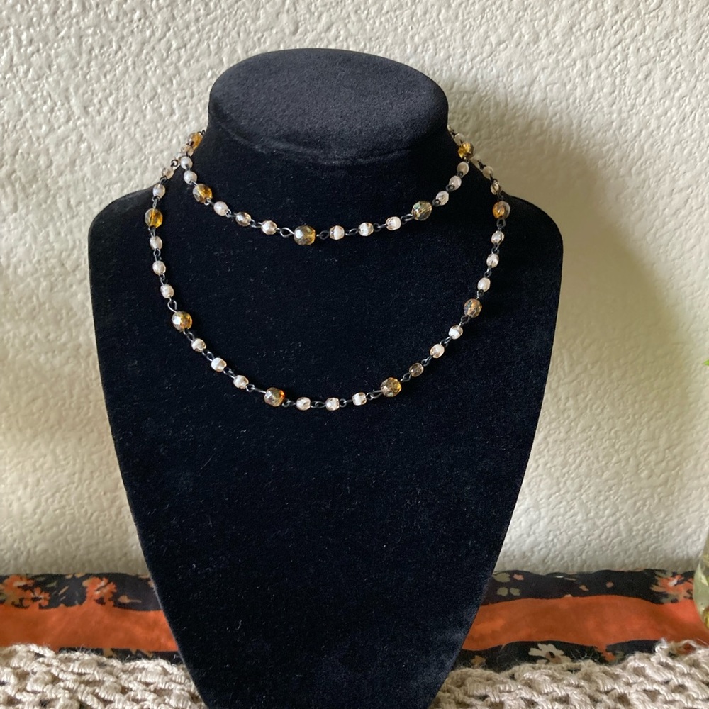 Vintage Boho Style Czech Glass Bead Necklace